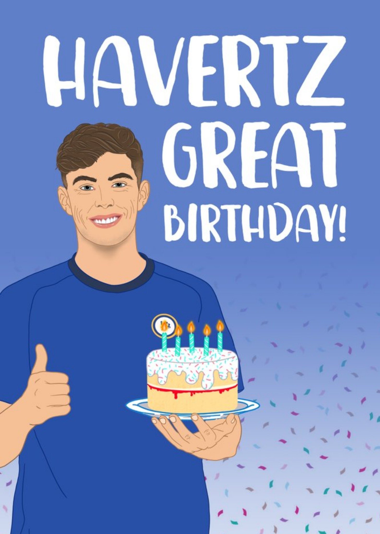 Bright Graphic Illustration Of A Premier League Football Player Havertz Great Birthday Card