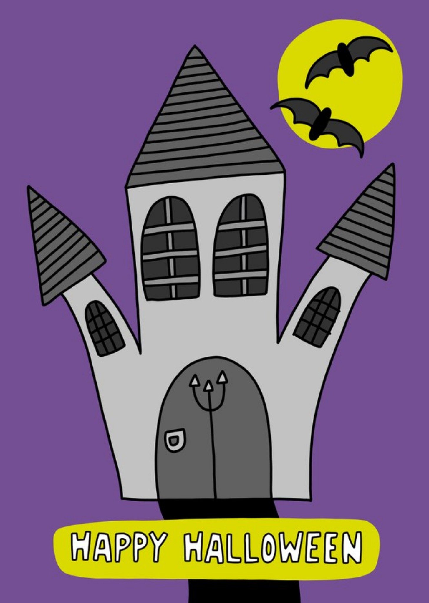 Moonpig Angela Chick Happy Halloween Card With Spooky Castle, Large