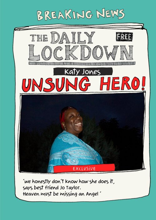 Funny The Daily Lockdown Unsung Hero Photo Upload Card