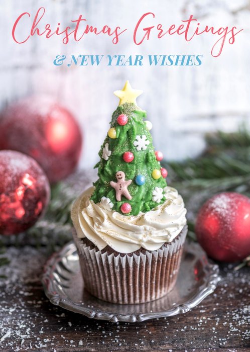 Festive Christmas Tree Cupcake Greetings Christmas Card
