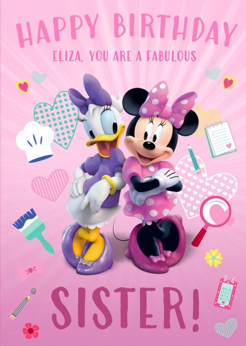 Disney Happy Birthday Sister Personalised Card