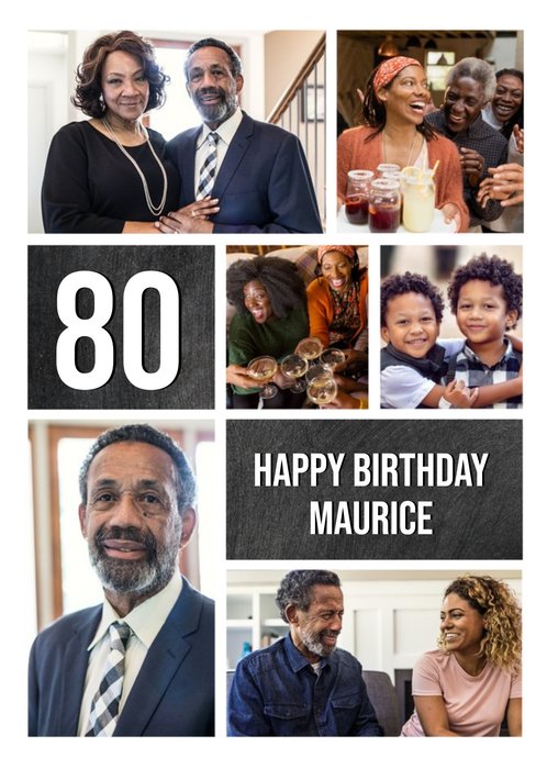 Multiple Photo Upload 80th Birthday Card