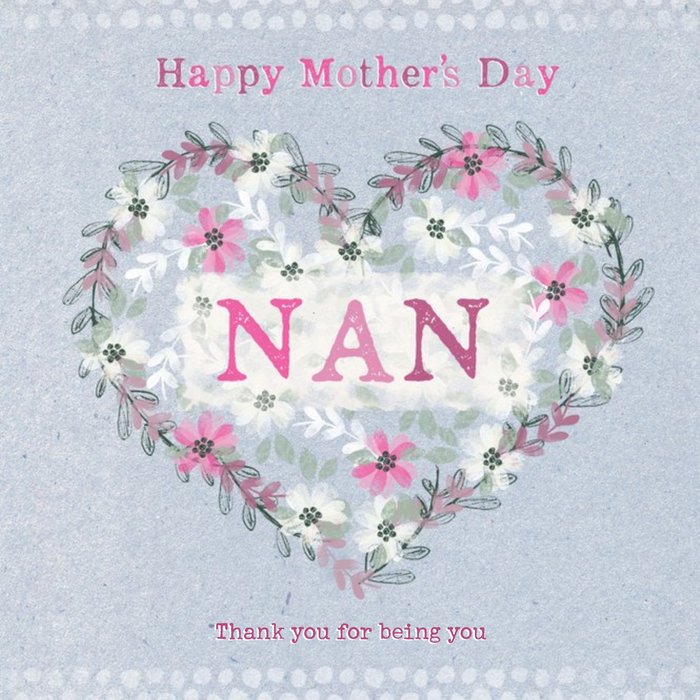 Flower-Shaped Heart To My Nan Mother's Day Card