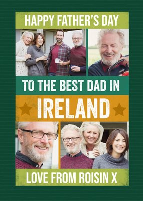 Block Party Best Dad in Ireland Customisable Photo Upload Card