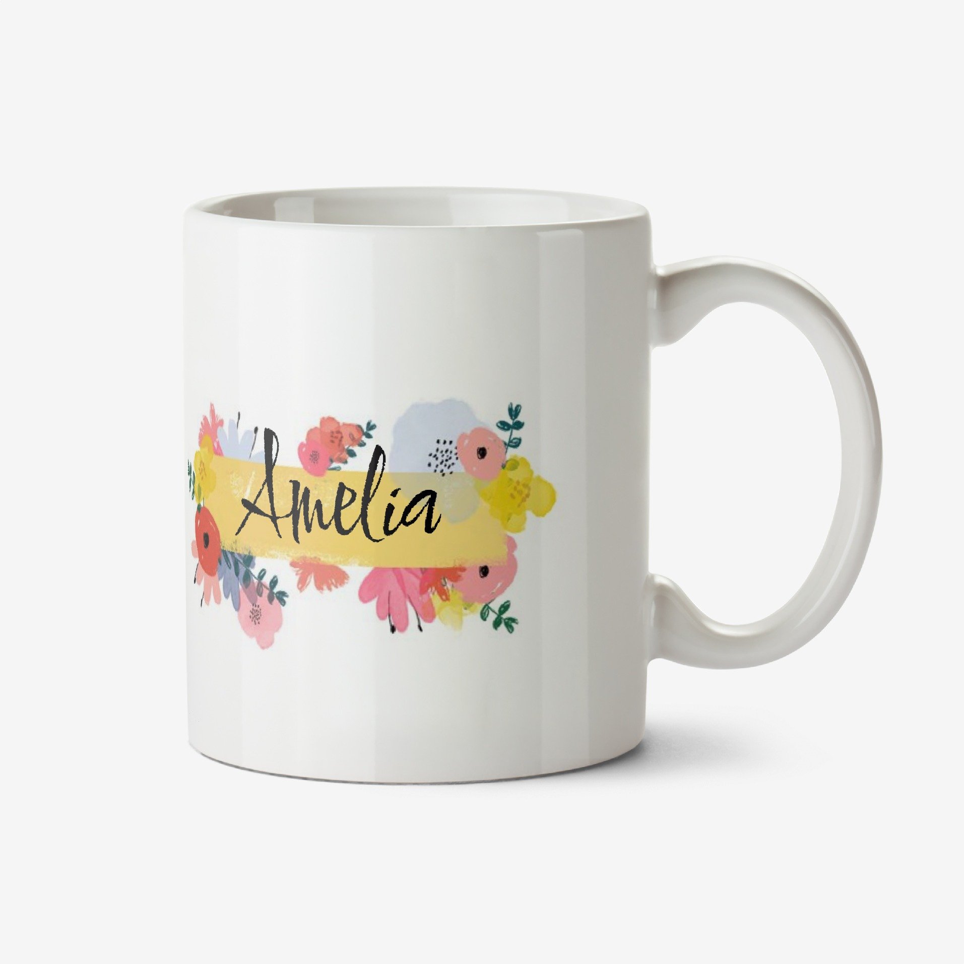 Floral Banner Typographic Birthday Mug Ceramic Mug