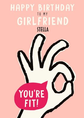 Typographic You're Fit Girlfriend Birthday Card  