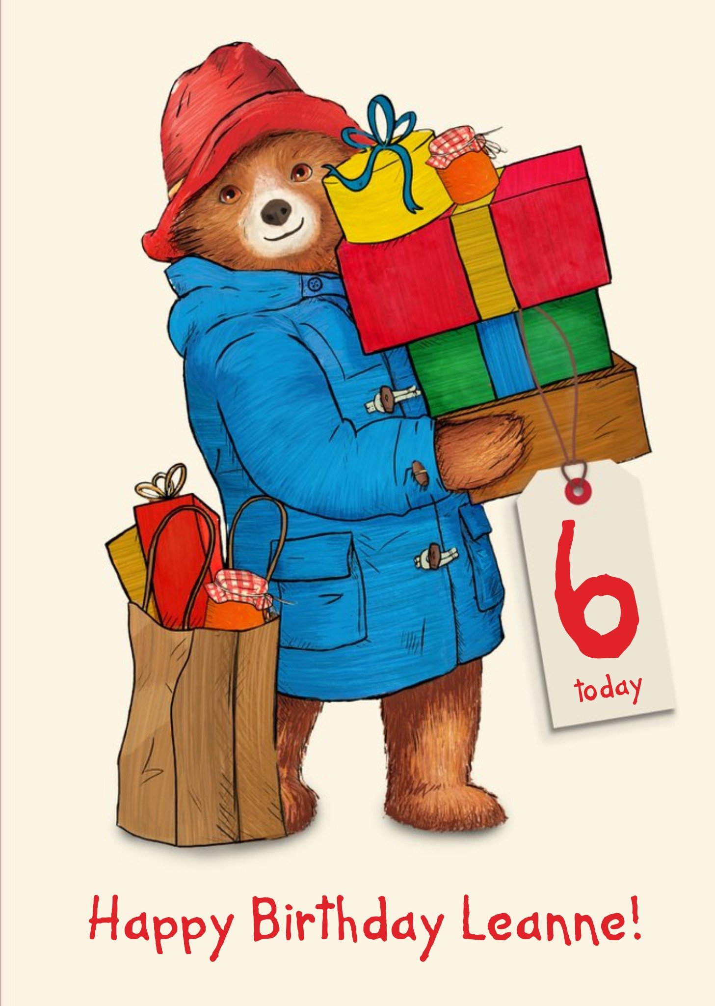 Paddington Bear Paddington 6th Birthday Personalisation Card, Large