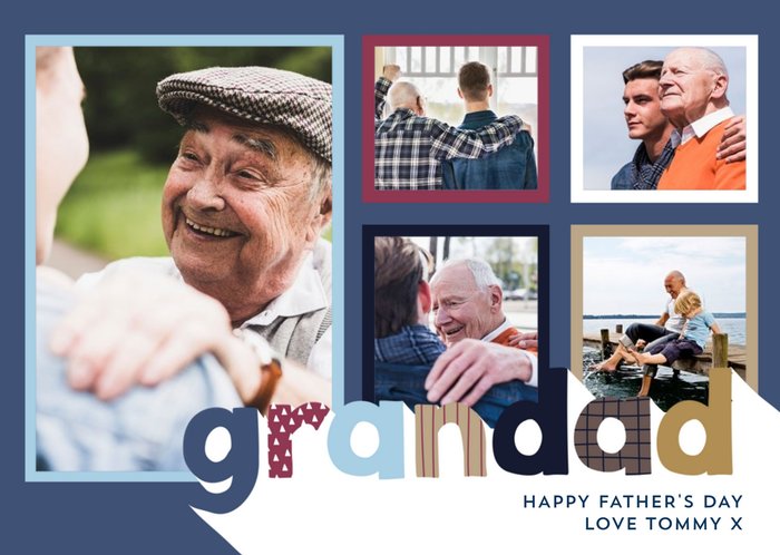 Big Patterned Letters For My  Grandad Father's Day Multi-Photo Card