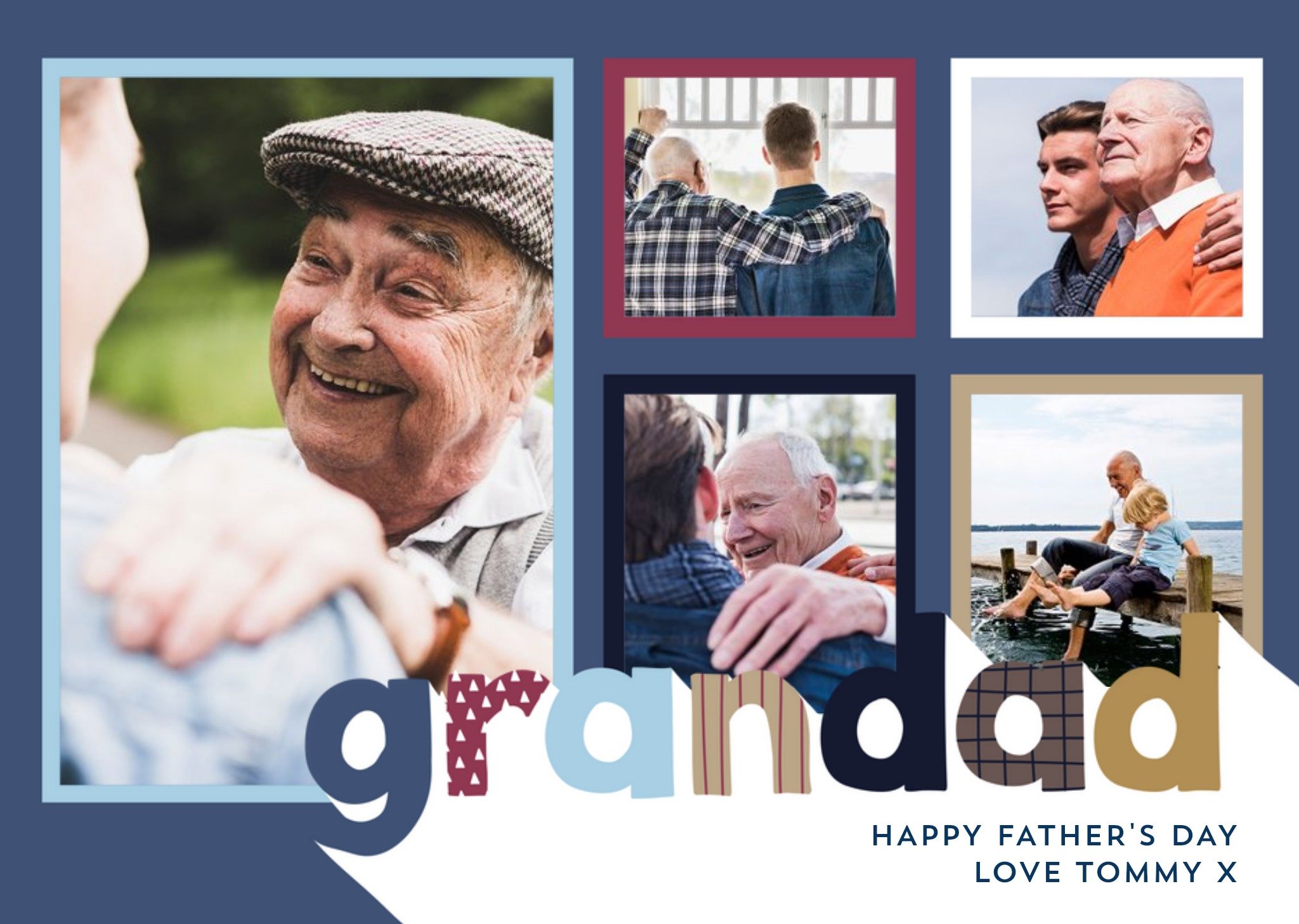 Big Patterned Letters For My Grandad Father's Day Multi-Photo Card