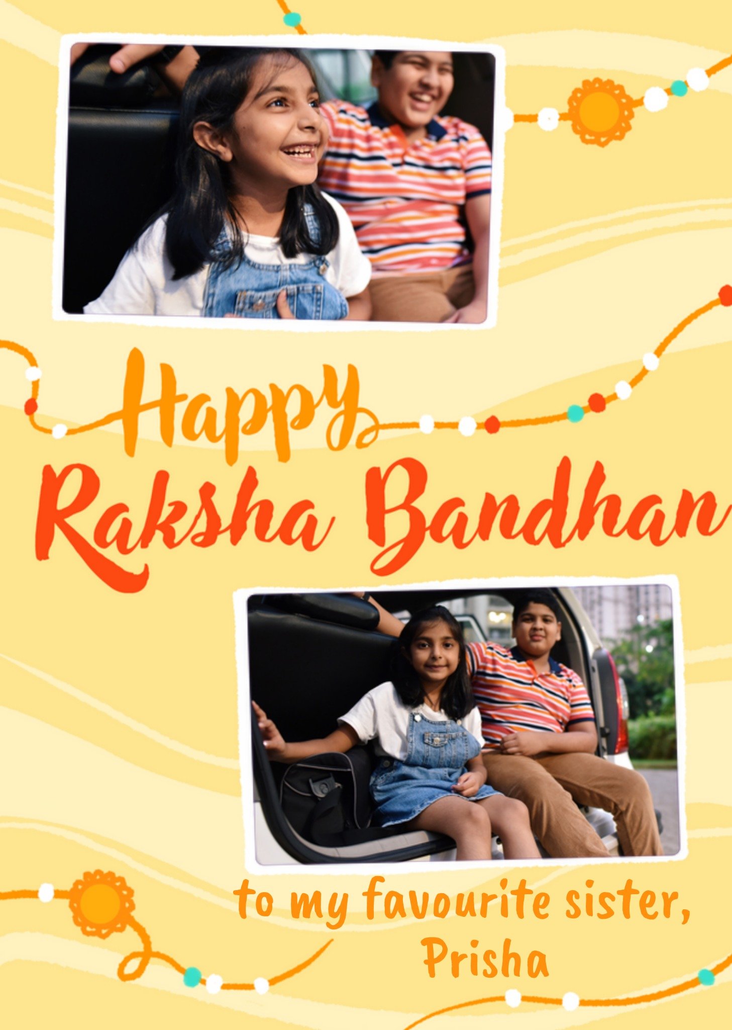 Moonpig Sister's Happy Raksha Bandhan Photo Upload Card, Large