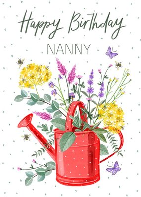 Pretty Birthday Floral Watering Can Card