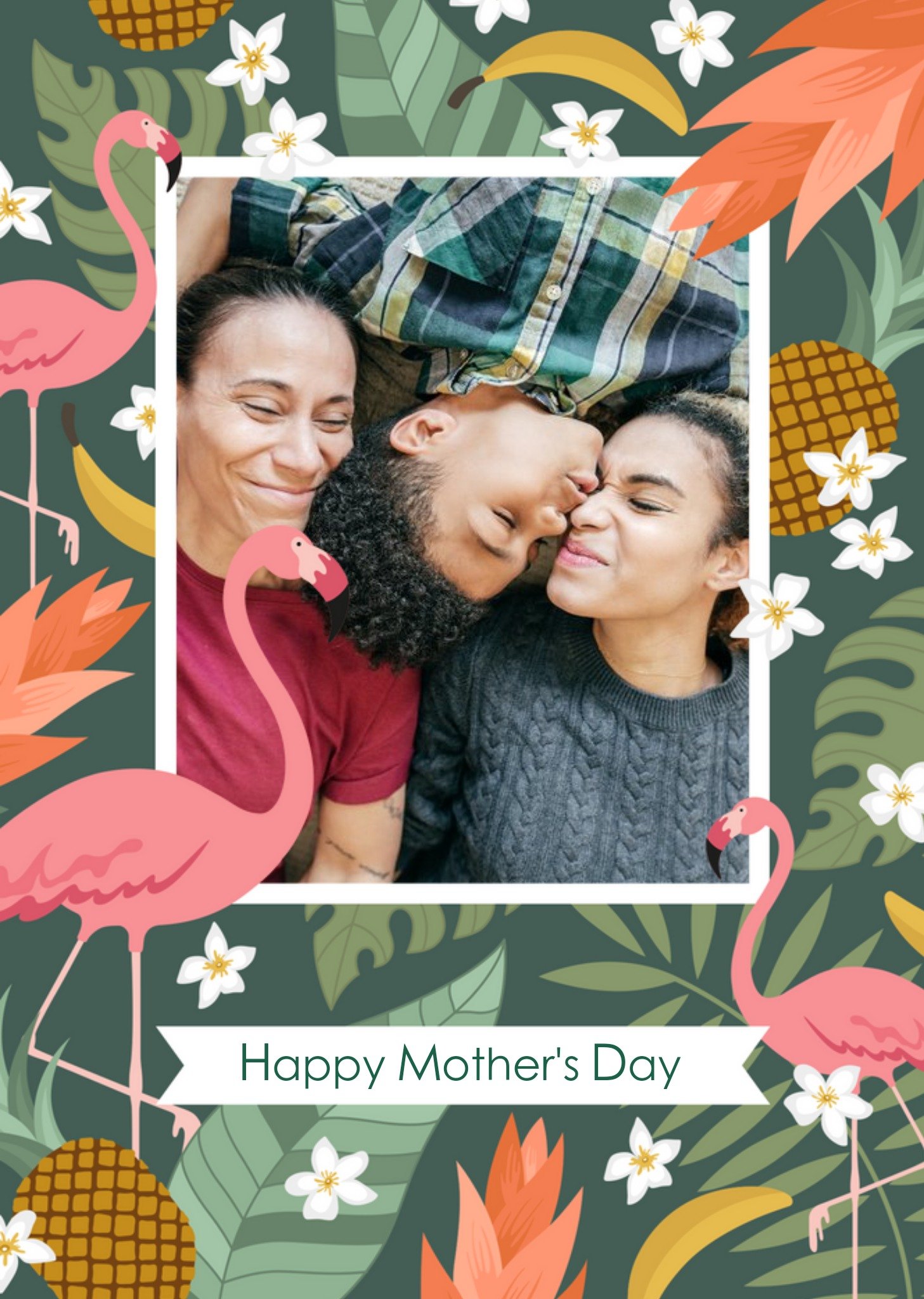 Moonpig Tropical And Flamingo Print Happy Mother's Day Photo Card Ecard