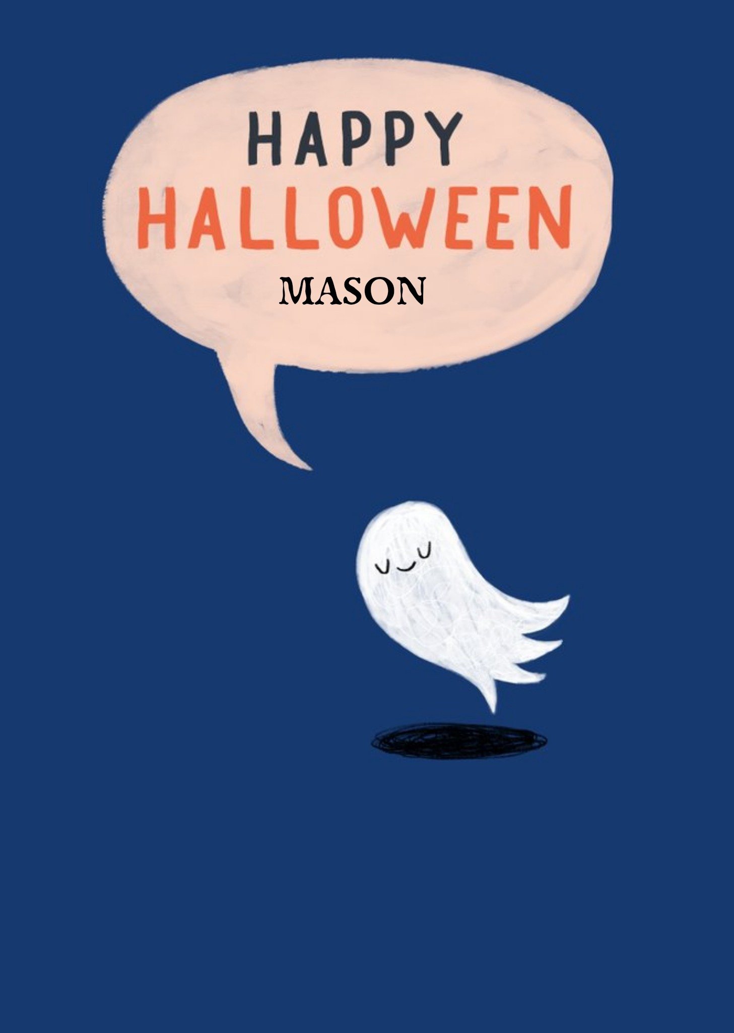 Moonpig Editable Illustrative Ghost Halloween Card, Large