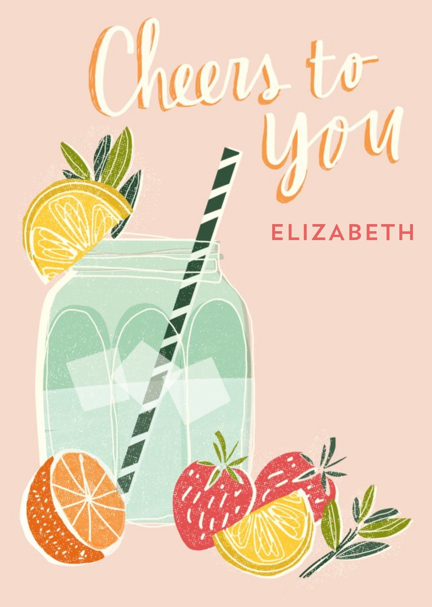 Moonpig Pigment Illustrated Cocktail Cheers To You Birthday Card, Large