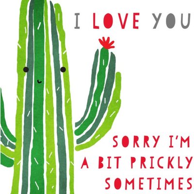 Sorry I'm Prickly Sometimes Cactus Valentine's Day Card