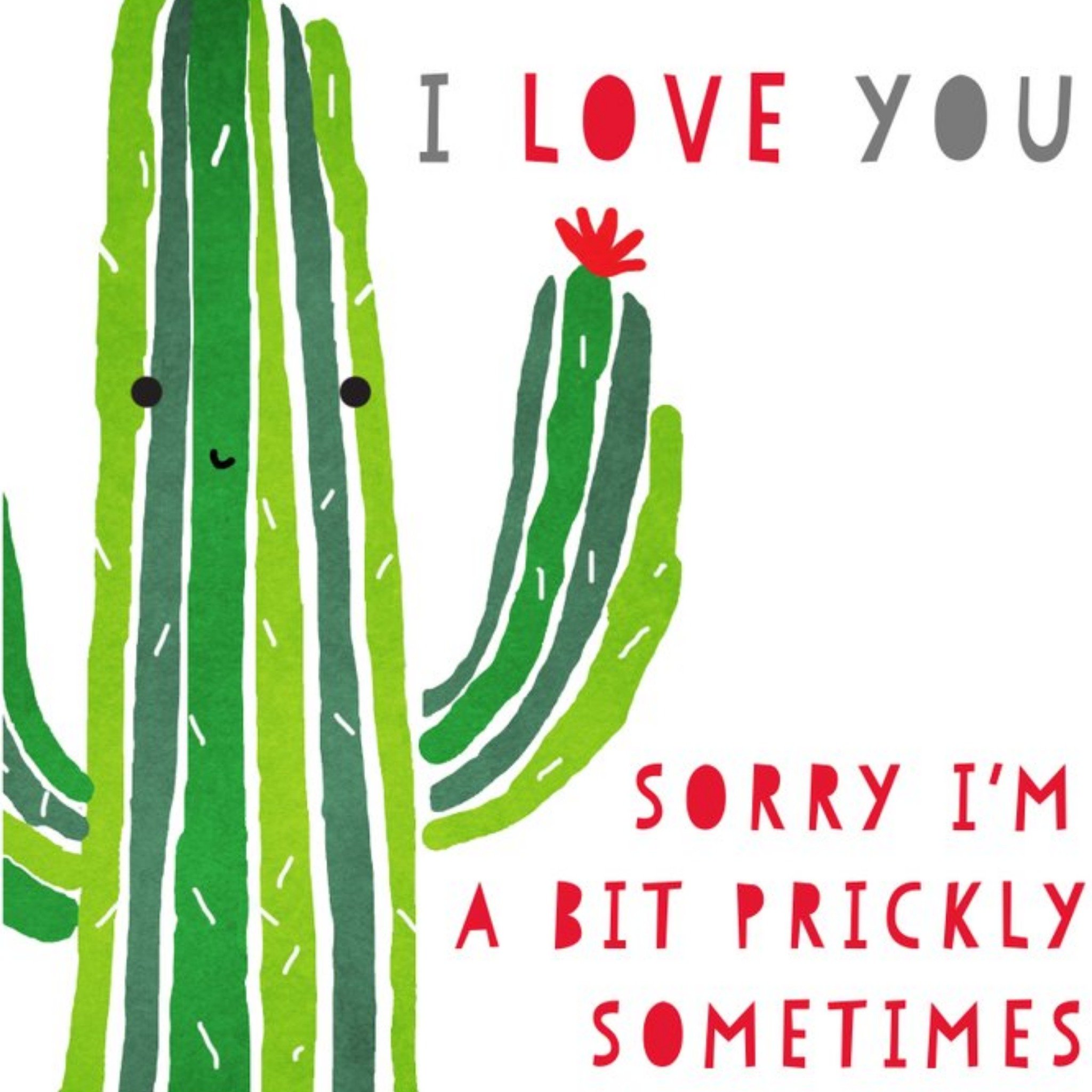 Sorry I'm Prickly Sometimes Cactus Valentine's Day Card, Square