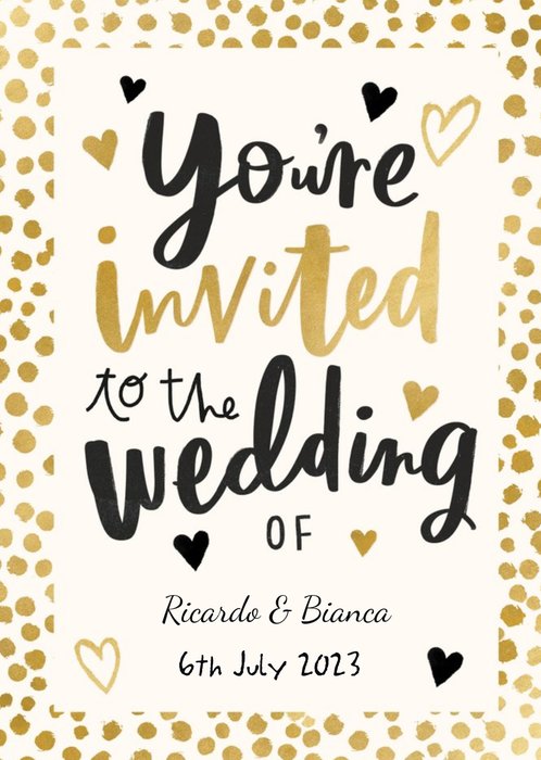 Editable Typographic Hearts Wedding Invitaion