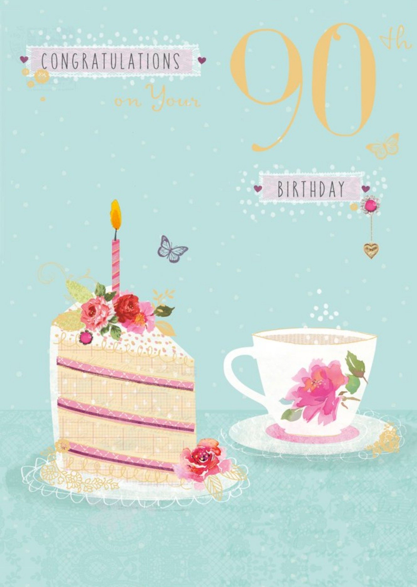 Illustrated Afternoon Tea 90th Birthday Card Ecard