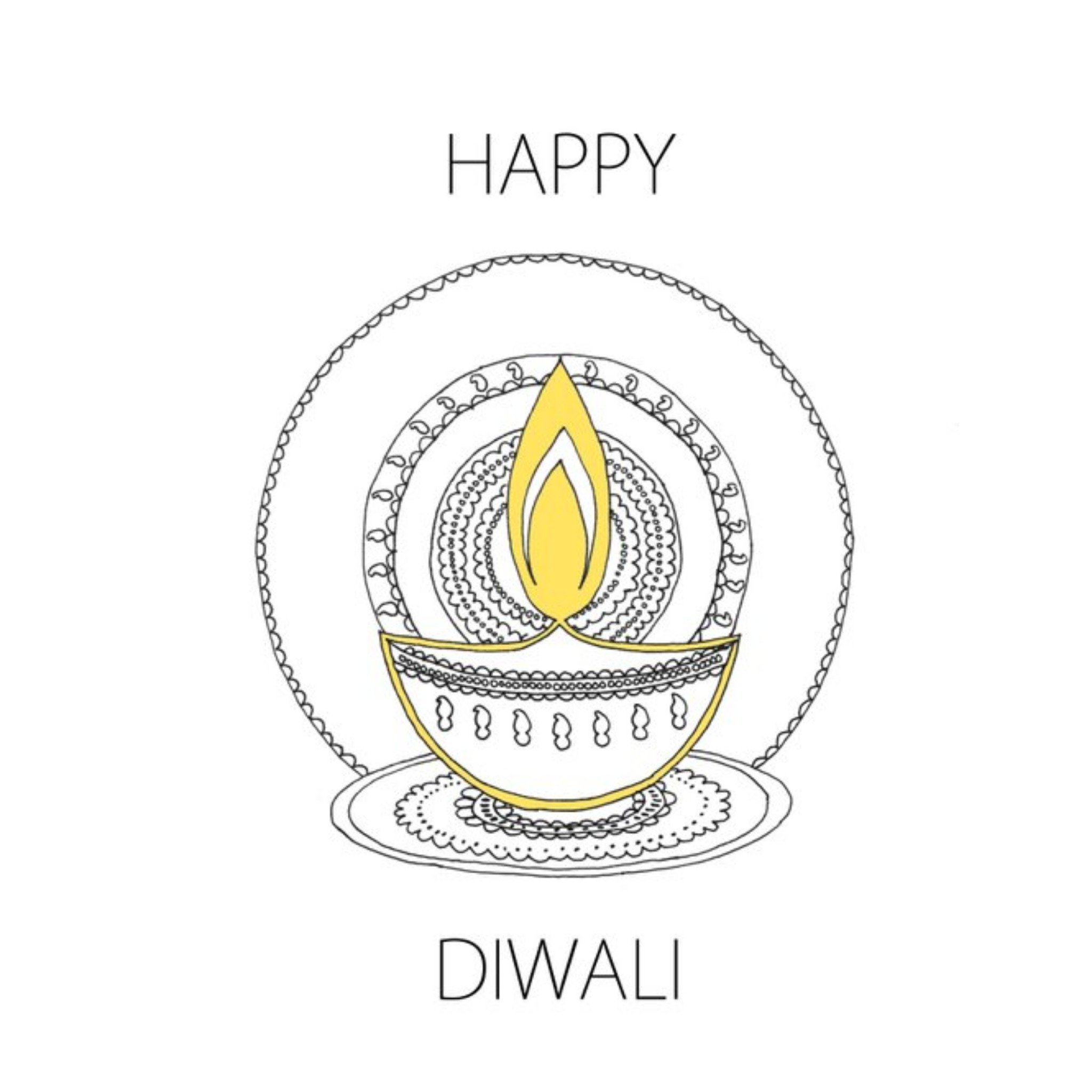 Illustrated Candle Personalised Happy Diwali Card, Square