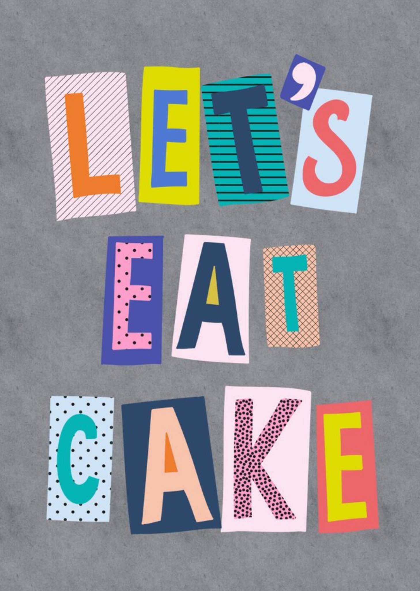 Moonpig Colourful Block Letters Lets Eat Cake Card Ecard