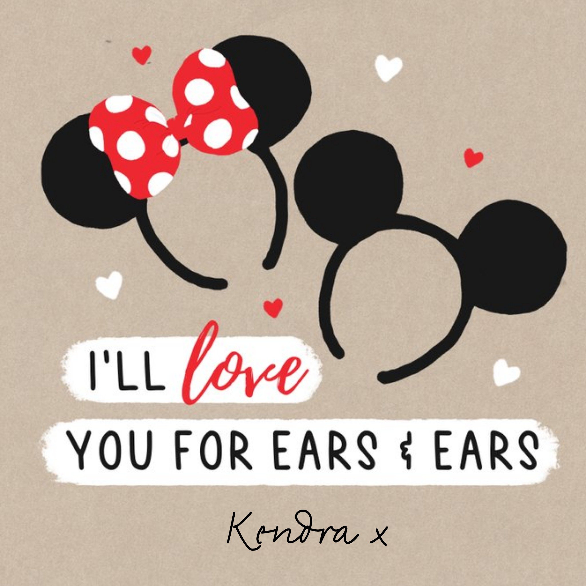 Mickey Mouse Disney I'll Love You For Ears & Ears Card, Square