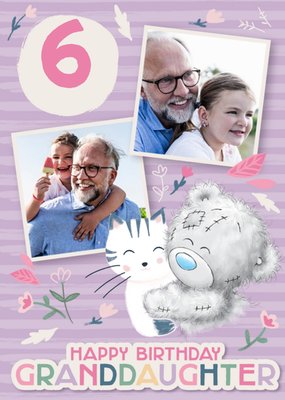 Tatty Teddy Cat Themed 6th Birthday Photo Upload Card For Granddaughter