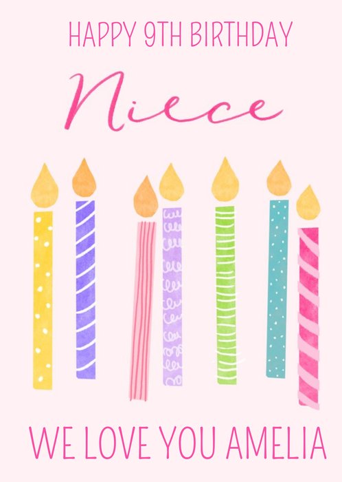 Okey Dokey Illustrated Candles Niece Birthday Card