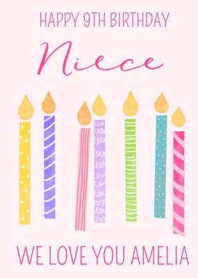 Okey Dokey Illustrated Candles Niece Birthday Card