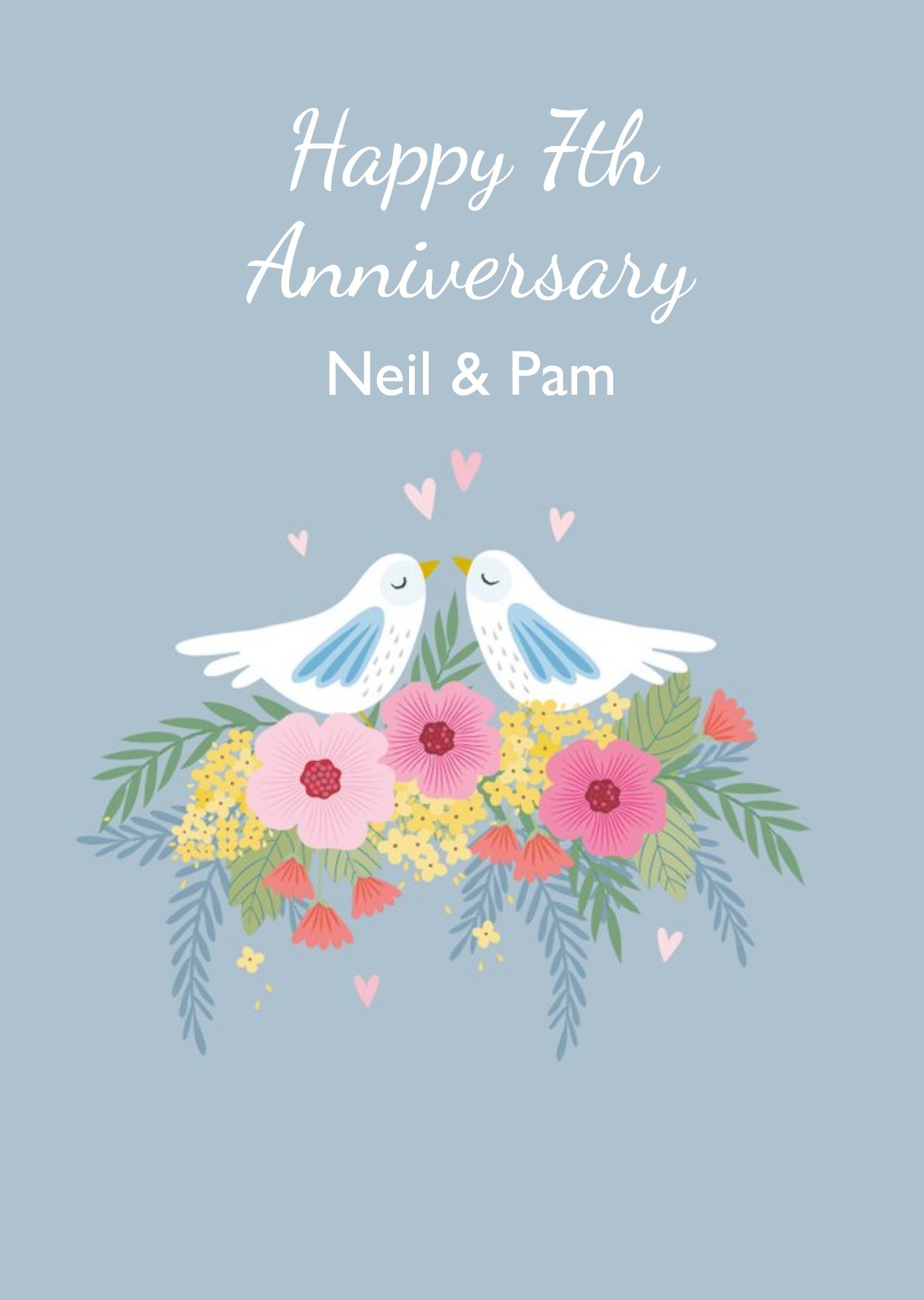 Cute Illustrative Dove Anniversary Card Ecard