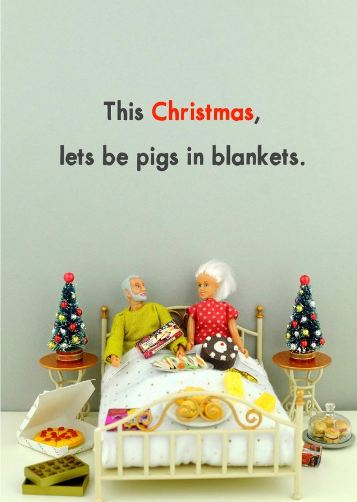 Bold And Bright Funny Dolls Pigs In Blankets Christmas Card