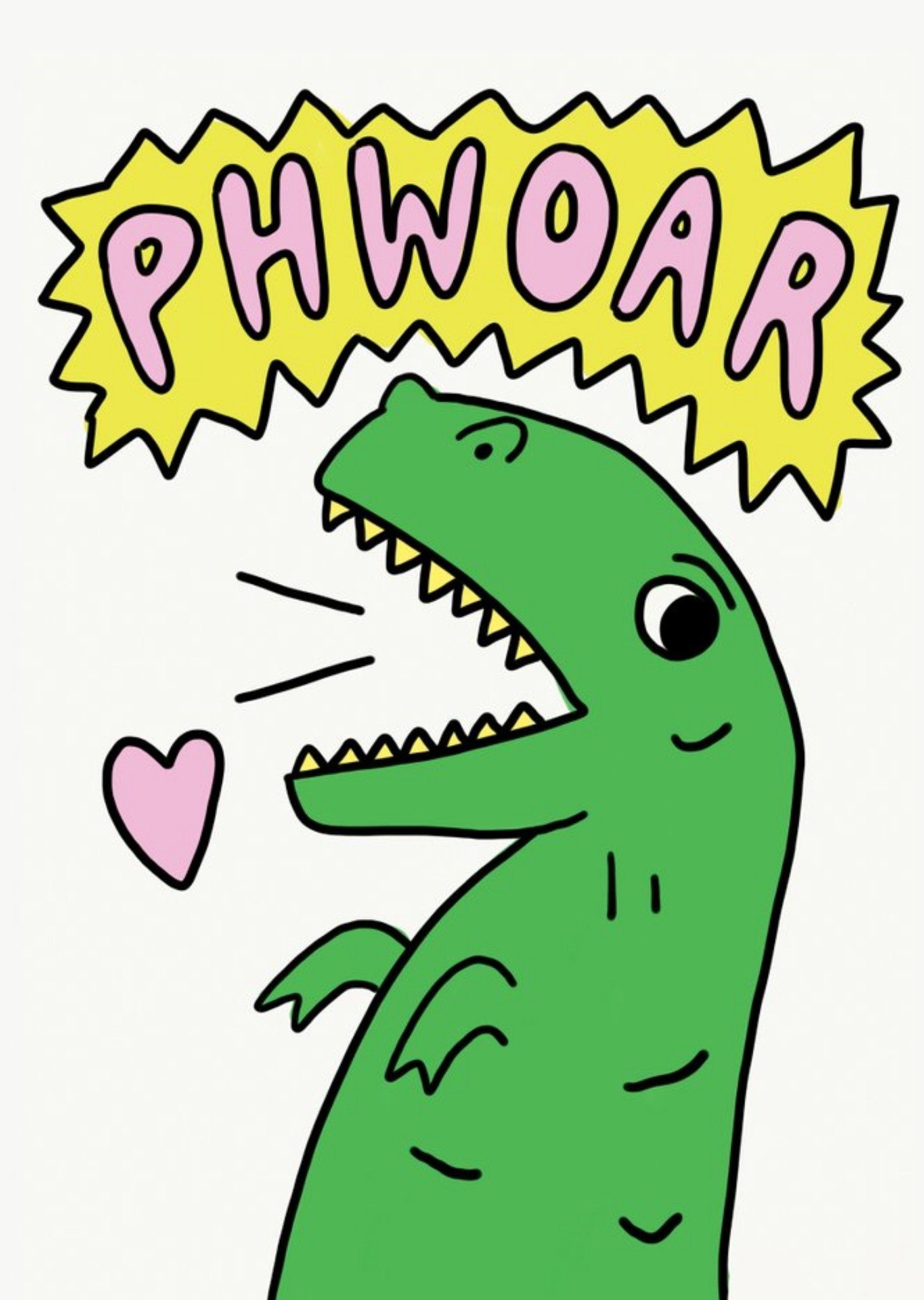 Jolly Awesome Phwoar Dinosaur Humour Birthday Card, Large