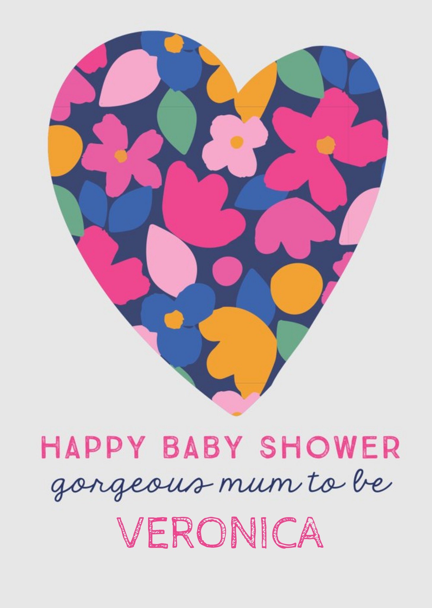Moonpig Natalie Alex Designs Illustrated Floral Heart Baby Shower Card Ecard