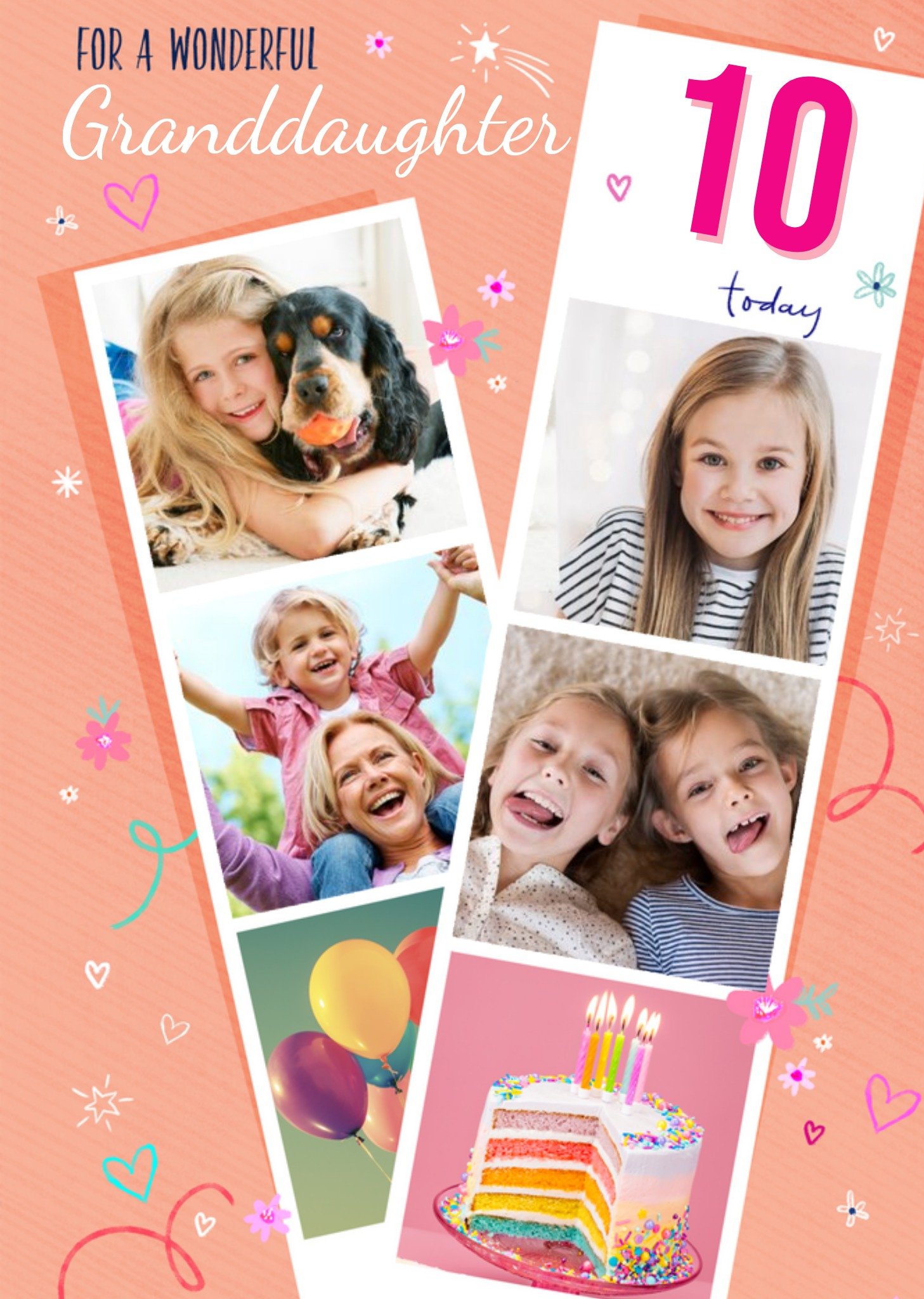 Moonpig Cute Stars And Hearts For A Wonderful Granddaughter Photo Upload Age Birthday Card Ecard