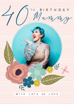 Laura Darrington Modern Milestone Floral 40th Birthday Mummy Card