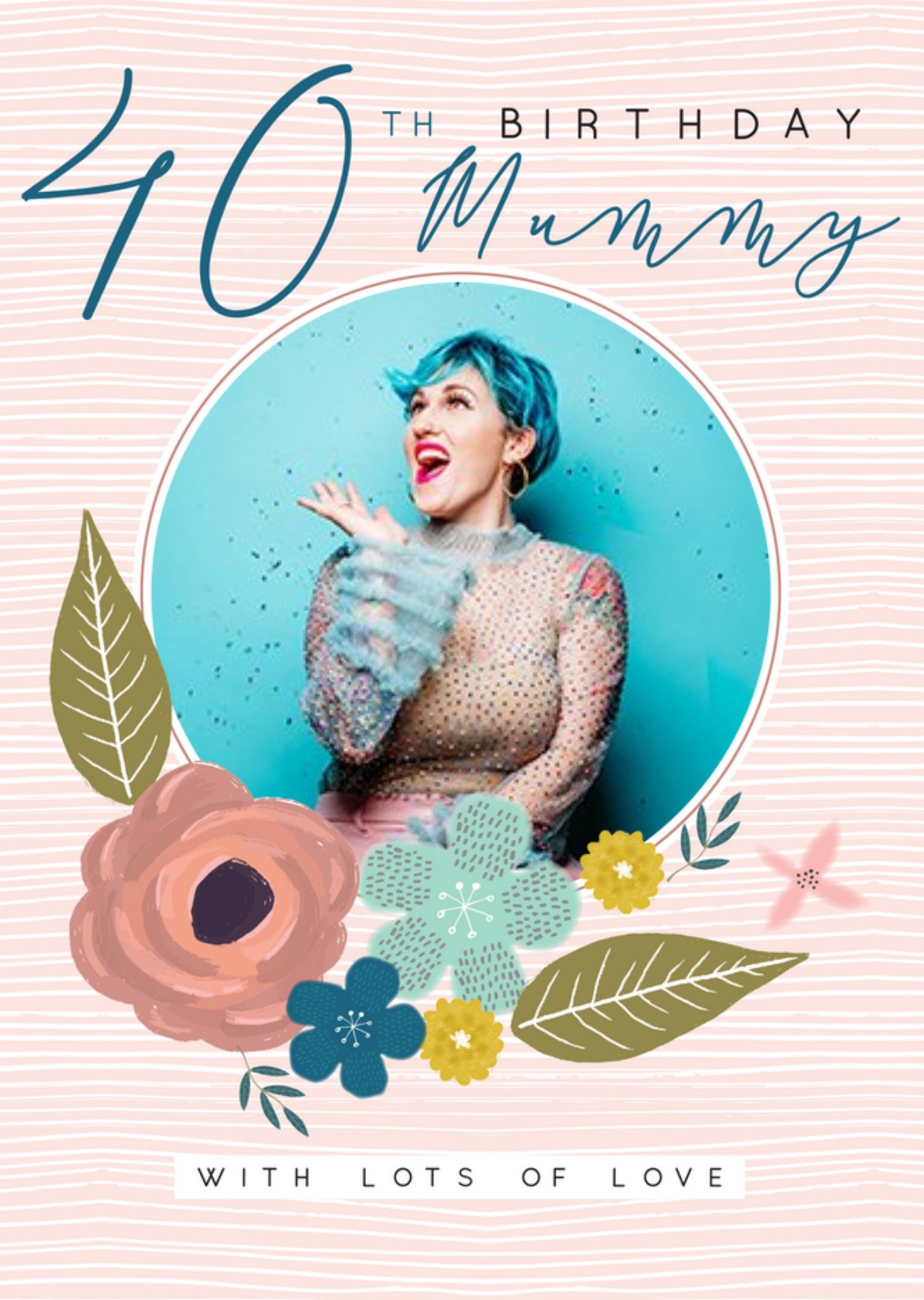 Moonpig Laura Darrington Modern Milestone Floral 40th Birthday Mummy Card Ecard