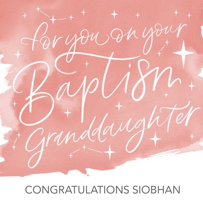Watercolour Typographic Baptism Congratulations Card