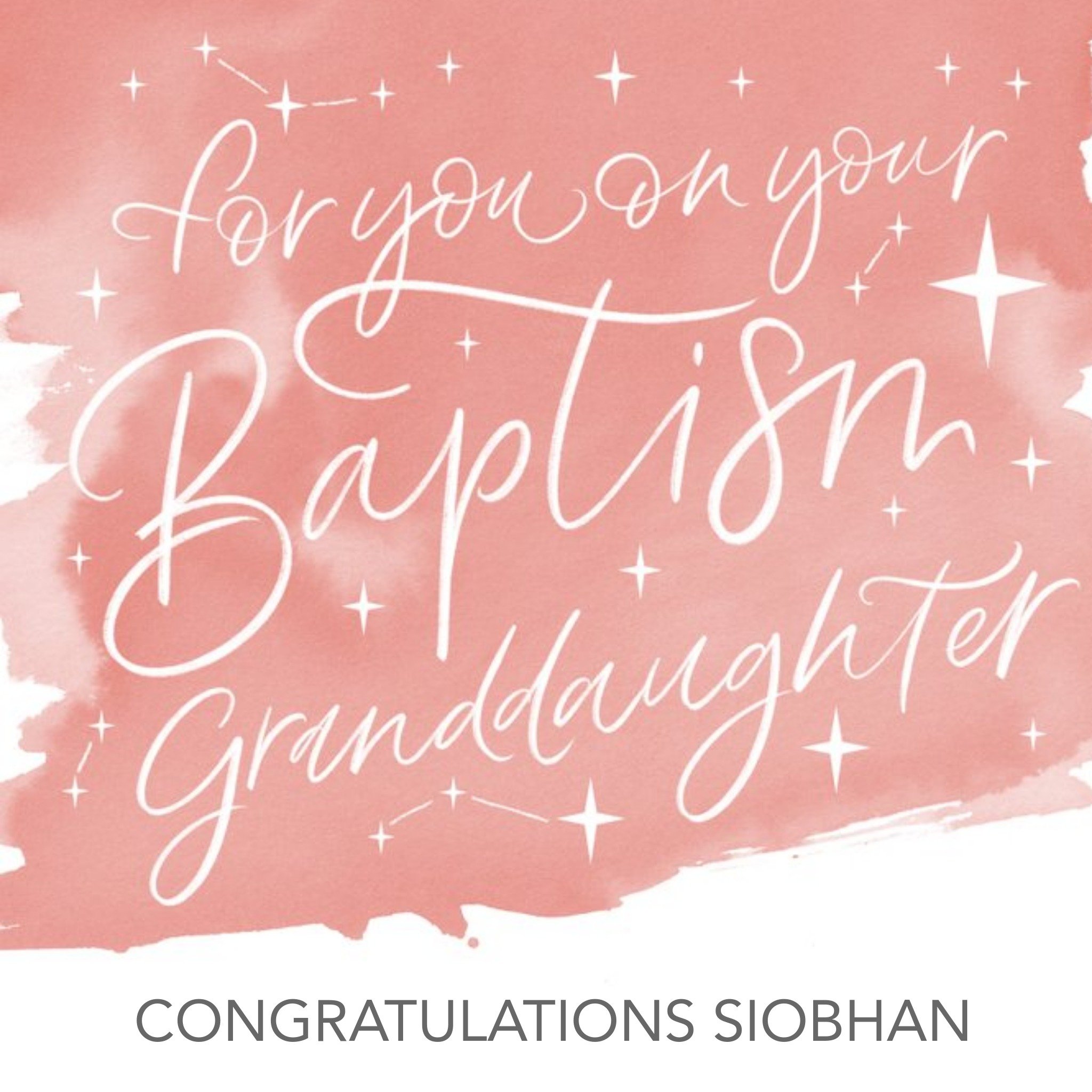 Watercolour Typographic Baptism Congratulations Card, Square