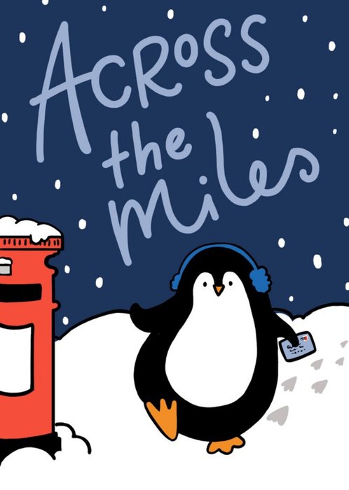 Cute Penguin Across The Miles Christmas Card