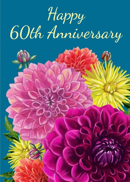Floral Illustration Happy Anniversary Card
