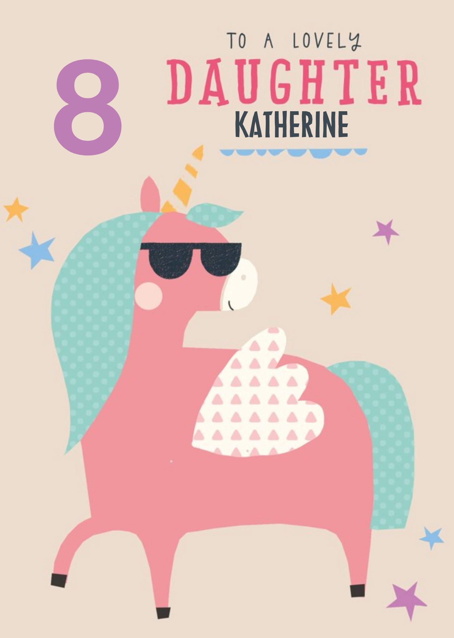 Moonpig Cute Illustrative Unicorn Birthday Card , Large