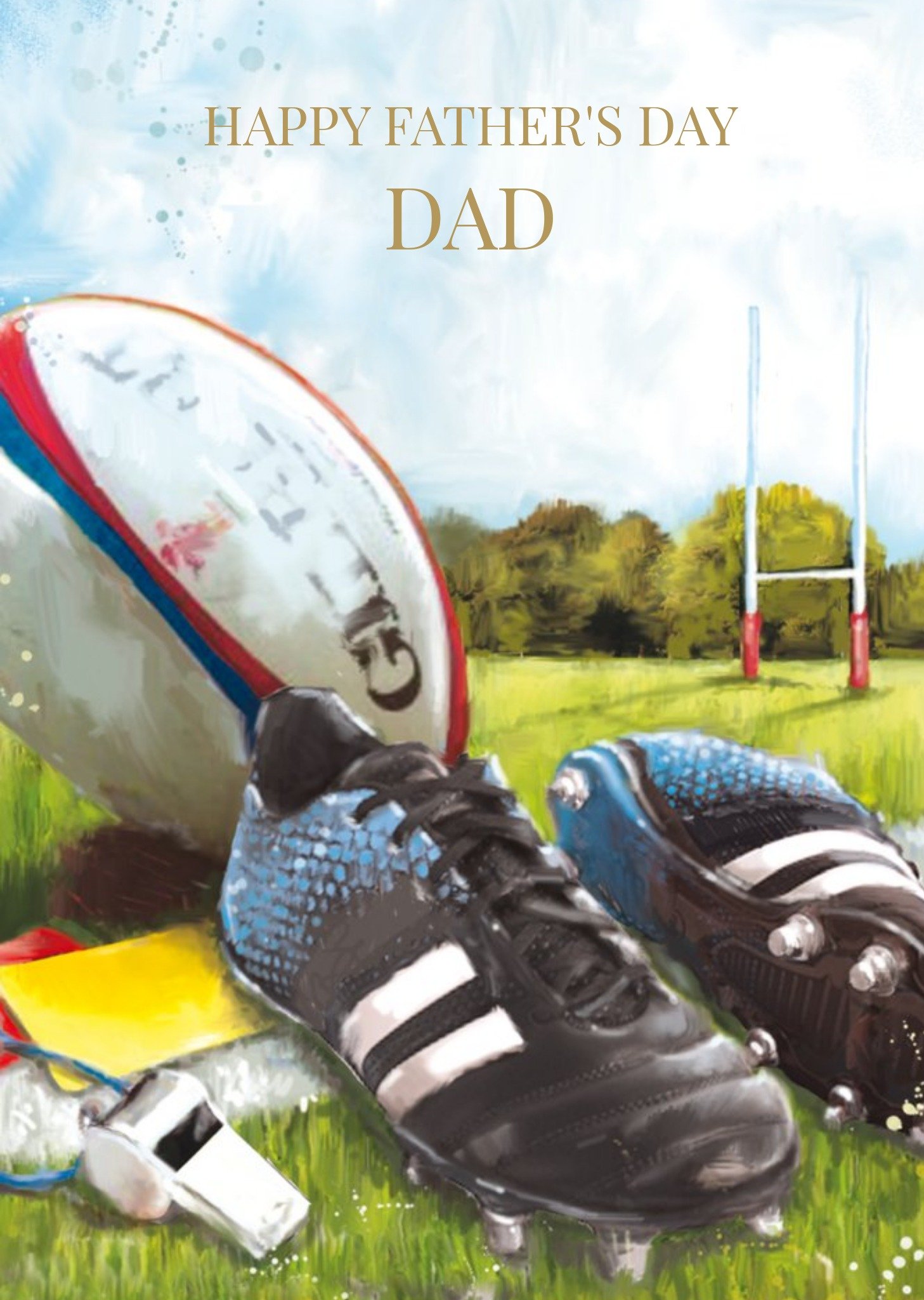 Ling Design Playing Rugby Personalised Father's Day Card Ecard