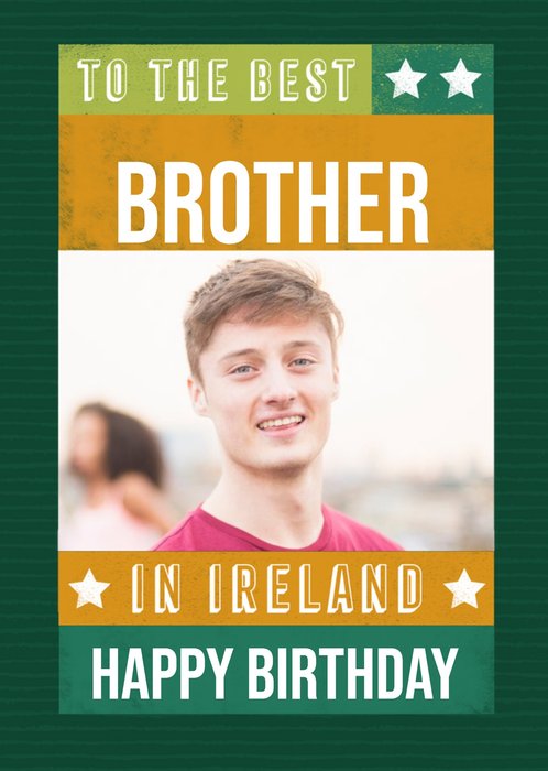 Block Party Best Brother in Ireland Customisable Photo Upload Card