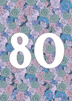 Pearl and Ivy Illustrated Floral 80th Birthday Card
