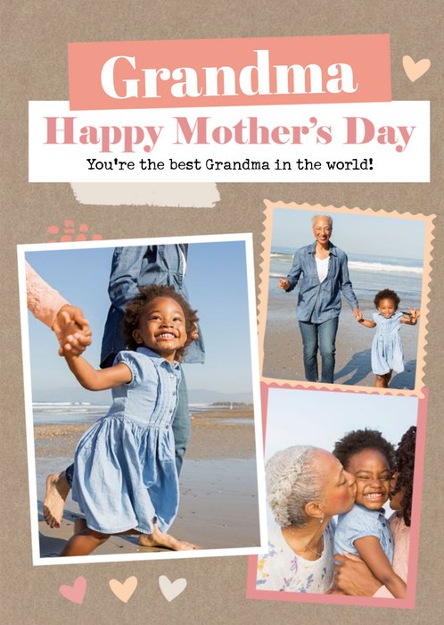 Modern Photo Upload Collage Grandma You Are The Best In The World Happy Mothers Day Card