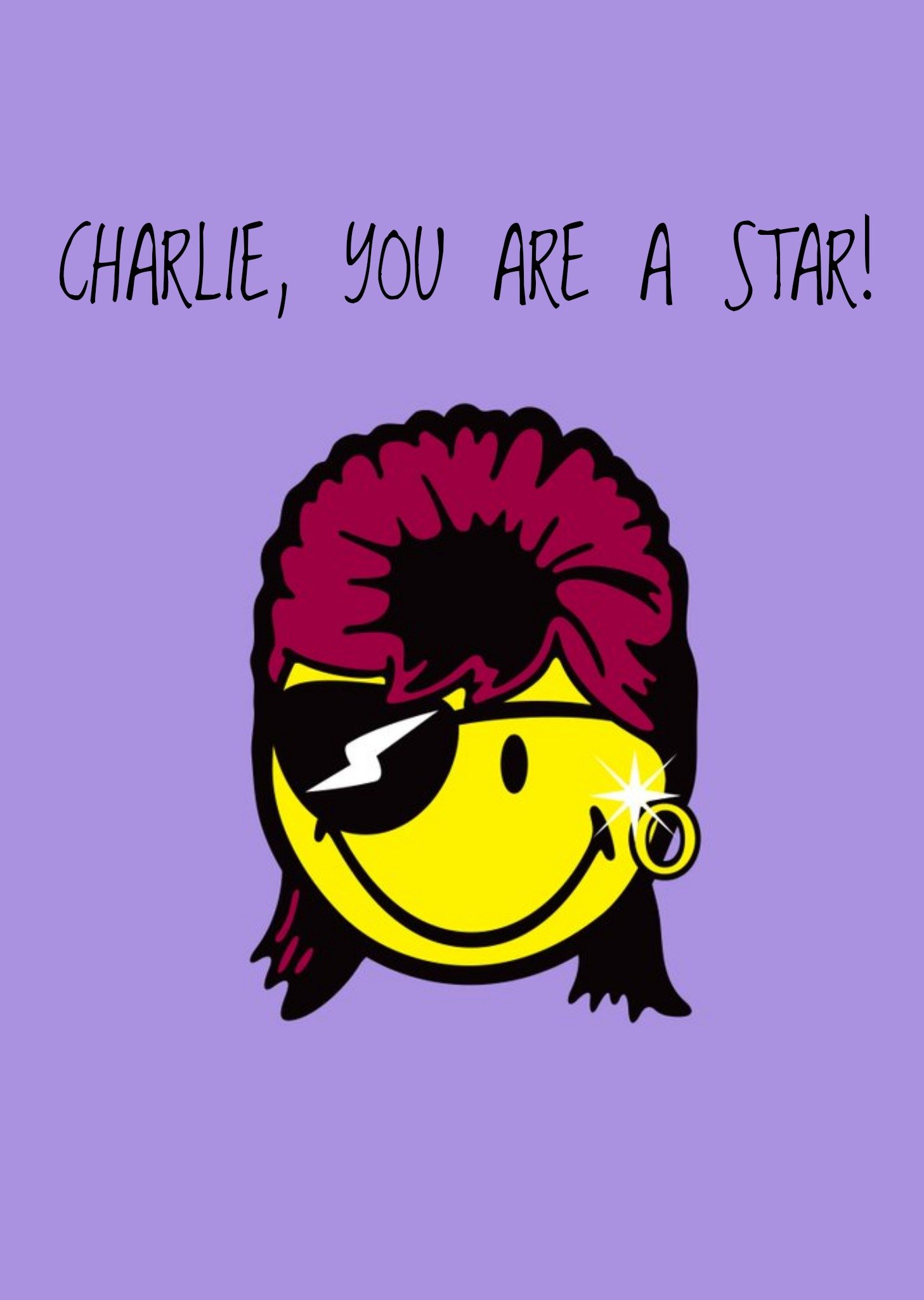 Moonpig Smiley World - You Are A Star David Bowie Birthday Card, Large