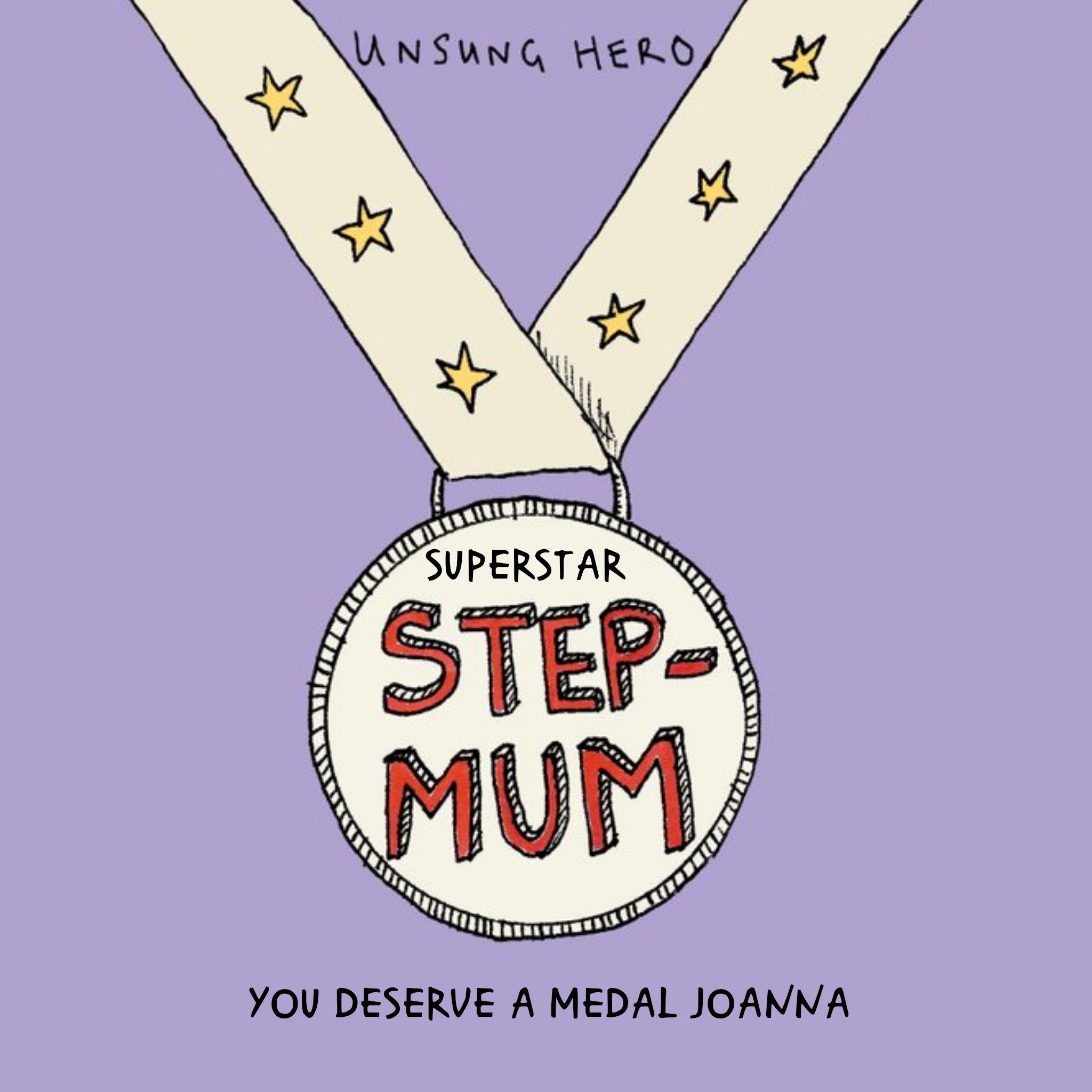 Moonpig Mother's Day Card - Step Mum - Unsung Hero, Large