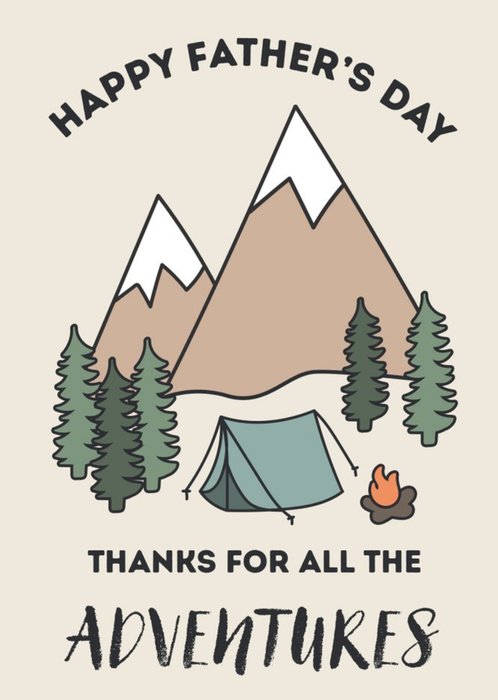 Illustration Outdoor Camping Thanks For All The Adventures Happy Fathers Day Card