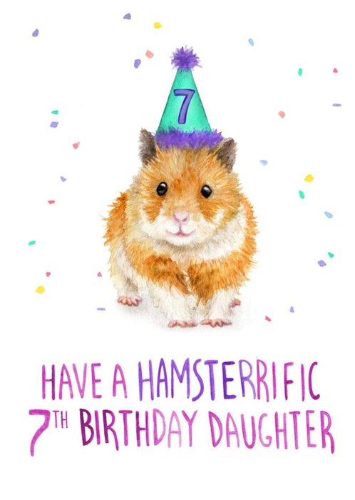 Cute Have A Hamsterrific 7th Birthday Card