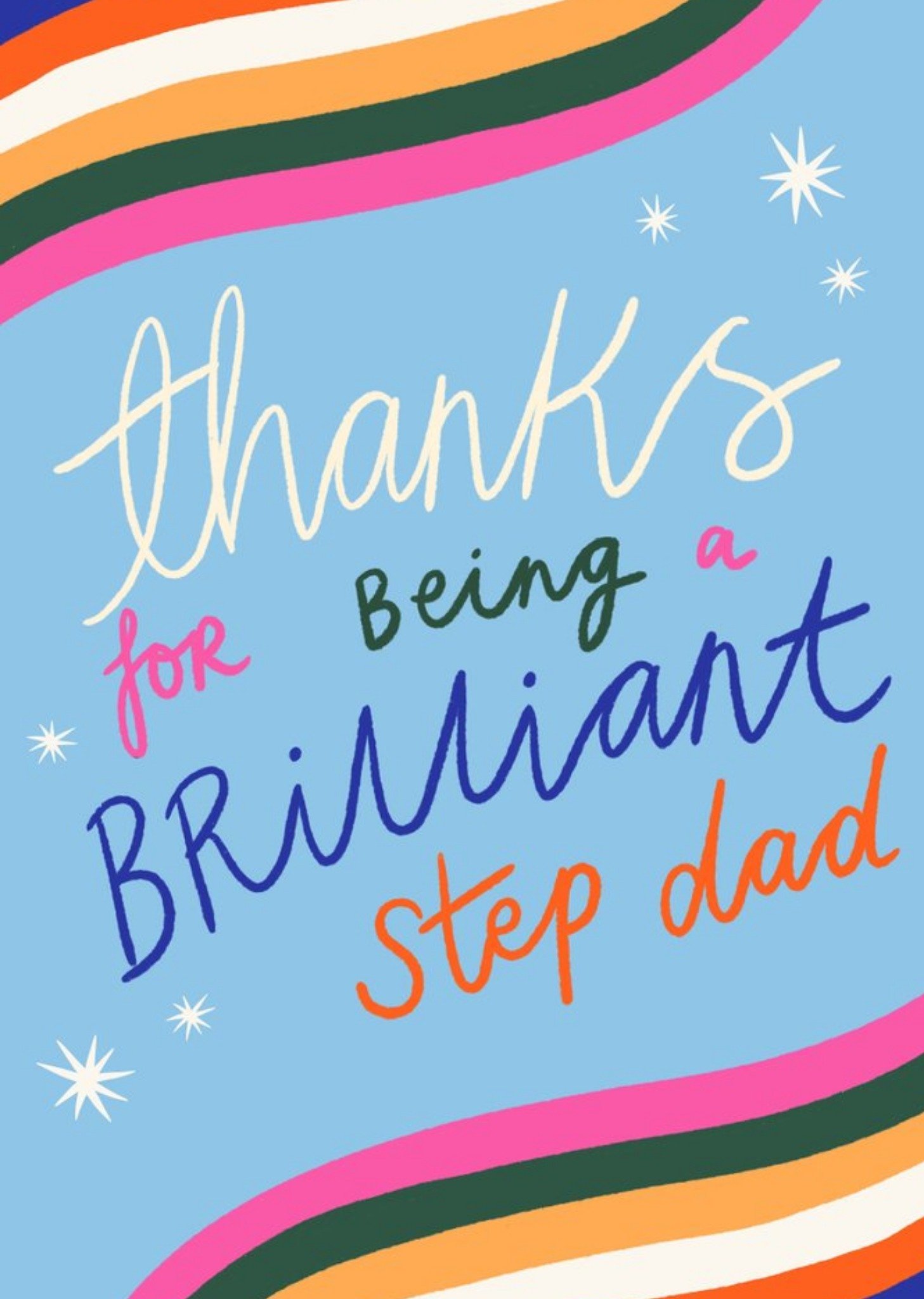 Colourful Handwritten Typography With A Wavy Border Step Dad Father's Day Card Ecard