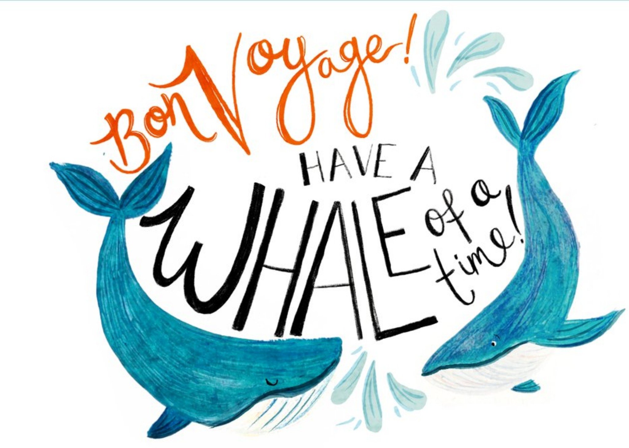 Katie Hickey Illustratration Bon Voyage Whale Card Ecard